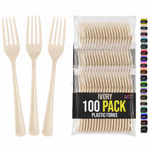 Heavy Duty Ivory Plastic Forks | 7.5 in. | 100 Count