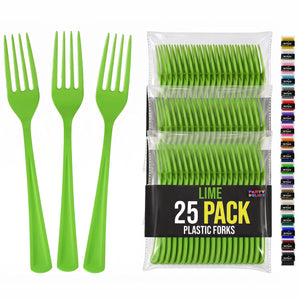 Lime Green Plastic Forks | 25 Count
