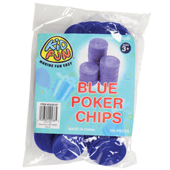 Blue Poker Chips/100 Per Pkg - 100 Count