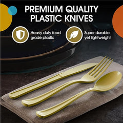 Heavy Duty Gold Plastic Knives | Case of 1200