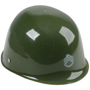 A green toy dress up army hat
