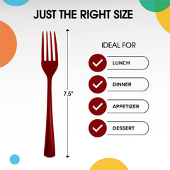 Heavy Duty Burgundy Plastic Forks - 7.5 in. | Case of 1200
