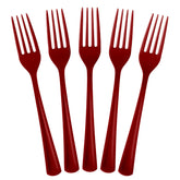 Heavy Duty Burgundy Plastic Forks | 100 Count