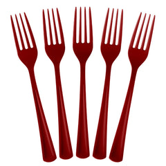 Heavy Duty Burgundy Plastic Forks - 7.5 in. | 100 Count