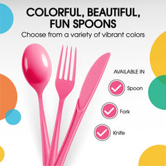 Heavy Duty Cerise Plastic Spoons | 50 Count