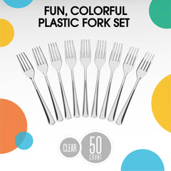Unleashed - Heavy Duty Clear Plastic Forks | 50 Count