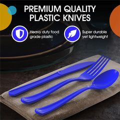 Heavy Duty Dark Blue Plastic Knives | 50 Count