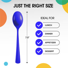 Heavy Duty Dark Blue Plastic Spoons - 7 in. | 100 Count