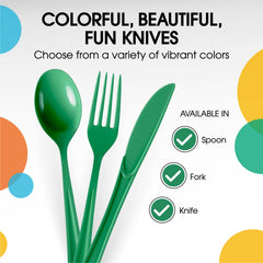 Heavy Duty Emerald Green Plastic Knives - 7.75 in. | Case of 1200
