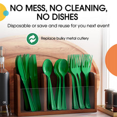 Heavy Duty Emerald Green Plastic Spoons - 7 in. | Case of 1200