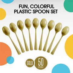 Heavy Duty Gold Plastic Spoons - 7 in. | 100 Count