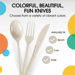 Heavy Duty Ivory Plastic Knives - 7.75 in. | 100 Count