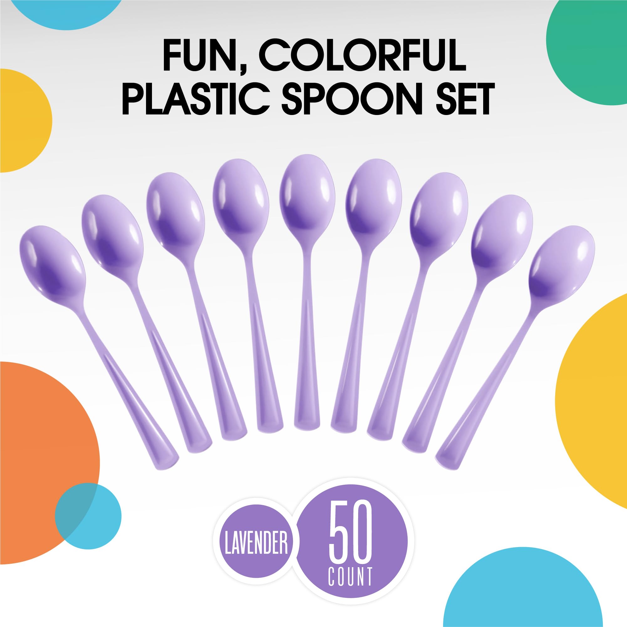 Heavy Duty Lavender Plastic Spoons | 50 Count