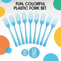 Heavy Duty Light Blue Plastic Forks - 7.5 in. | 100 Count
