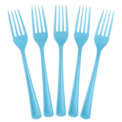 Heavy Duty Light Blue Plastic Forks - 7.5 in. | 100 Count
