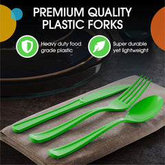 Heavy Duty Lime Green Plastic Forks - 7.5 in. | 100 Count