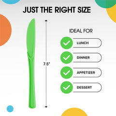 Heavy Duty Lime Green Plastic Knives - 7.75 in. | Case of 1200