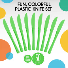 Heavy Duty Lime Green Plastic Knives - 7.75 in. | 100 Count