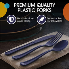 Heavy Duty Navy Plastic Forks - 7.5 in. | Case of 1200