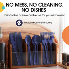 Heavy Duty Navy Plastic Spoons - 7 in. | Case of 1200