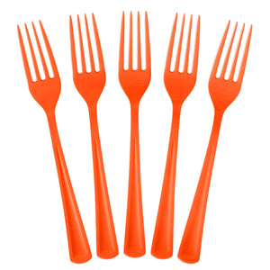 Little Gym - Heavy Duty Orange Plastic Forks | 50 Count