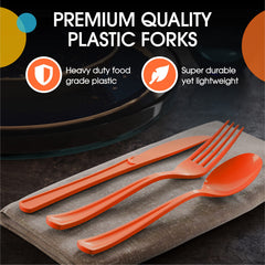 Heavy Duty Orange Plastic Forks - 7.5 in. | 100 Count