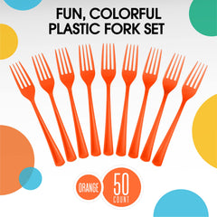Little Gym - Heavy Duty Orange Plastic Forks | 50 Count