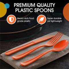 Heavy Duty Orange Plastic Spoons - 7 in. | Case of 1200