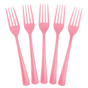 Heavy Duty Pink Plastic Forks | 50 Count