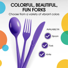 Heavy Duty Purple Plastic Forks | 50 Count