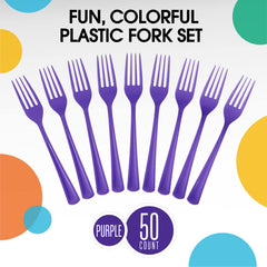 Heavy Duty Purple Plastic Forks | 50 Count