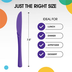 Heavy Duty Purple Plastic Knives - 7.75 in. | Case of 1200