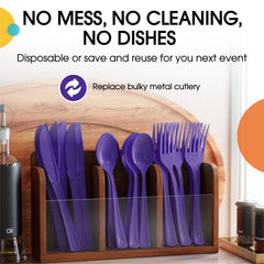 Heavy Duty Purple Plastic Spoons - 7 in. | Case of 1200