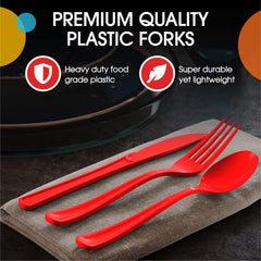 Heavy Duty Red Plastic Forks - 7.5 in. | Case of 1200