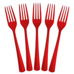 Heavy Duty Red Plastic Forks - 7.5 in. | 100 Count