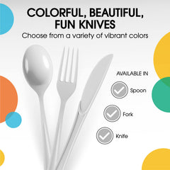 Heavy Duty White Plastic Knives | 50 Count
