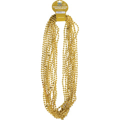 Metallic Bead Necklaces/Gold - 12 Count