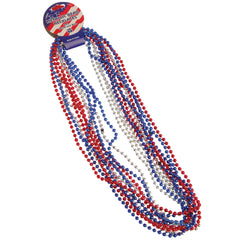 Metallic Bead Necklaces/R-W-B - 12 Count