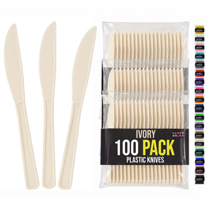 Heavy Duty Ivory Plastic Knives | 7.75 in. | 100 Count