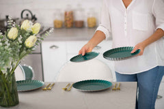 Scalloped Paper Plate Combo 20/20 - Black Aqua