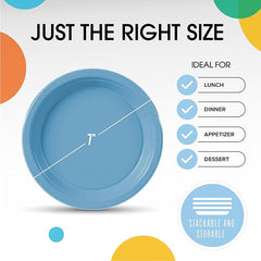 Little Gym - 7 In. Light Blue Plastic Plates | 100 Count