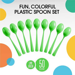 Heavy Duty Lime Green Plastic Spoons - 7 in. | 100 Count