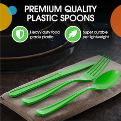Heavy Duty Lime Green Plastic Spoons - 7 in. | 100 Count