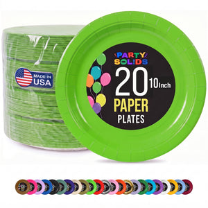 10 In. Lime Green Paper Plates - 20 Ct.