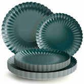 Scalloped Paper Plate Combo 20/20 - Black Aqua