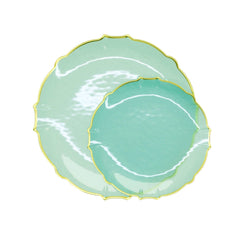 10 In. Mint/Gold Petal Plates | 120 Count