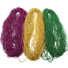 Mardi Gras Met Bead Necklaces/4Mm (Sold By Gross) - 144 Count
