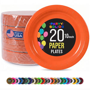 10 In. Orange Paper Plates - 20 Ct.