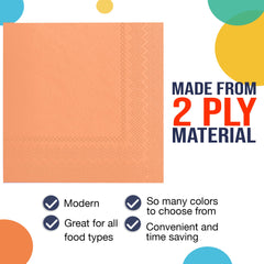 Peach Beverage Napkins - 4.75 in. x 4.75 in. | Case of 3600