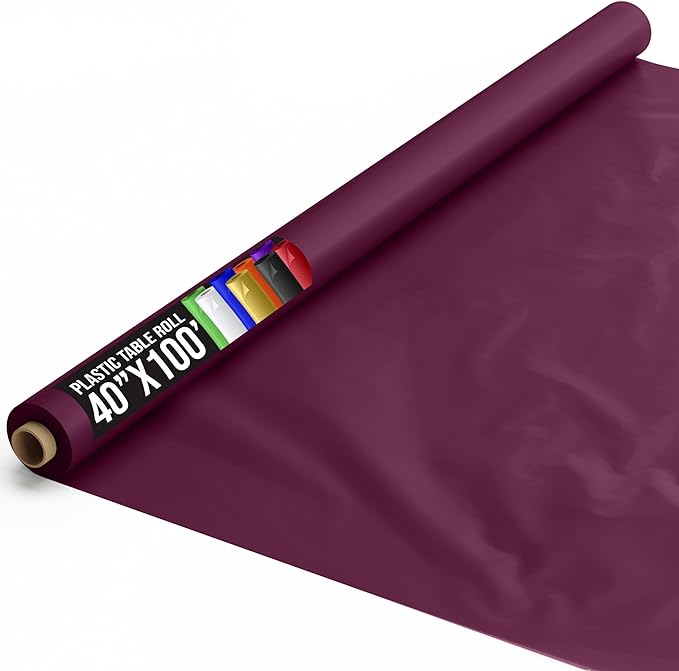 40 In. x 100 Ft. Plum plastic Table Roll